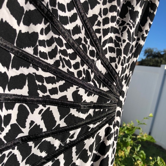 Connected Apparel Dress Wrap Front Black White V-Neck Stretch 10 - Picture 3 of 6